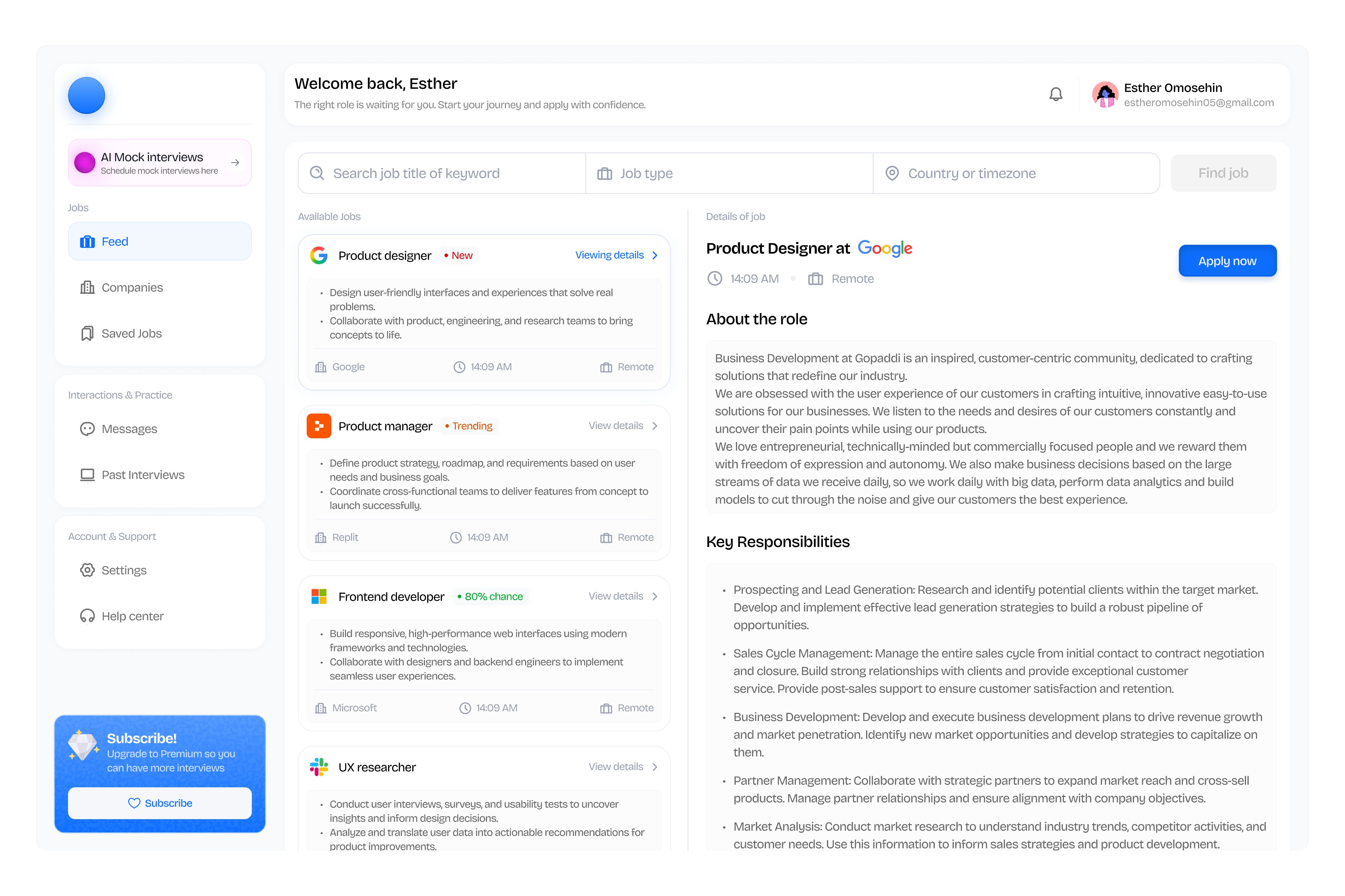 Job Platform Interface