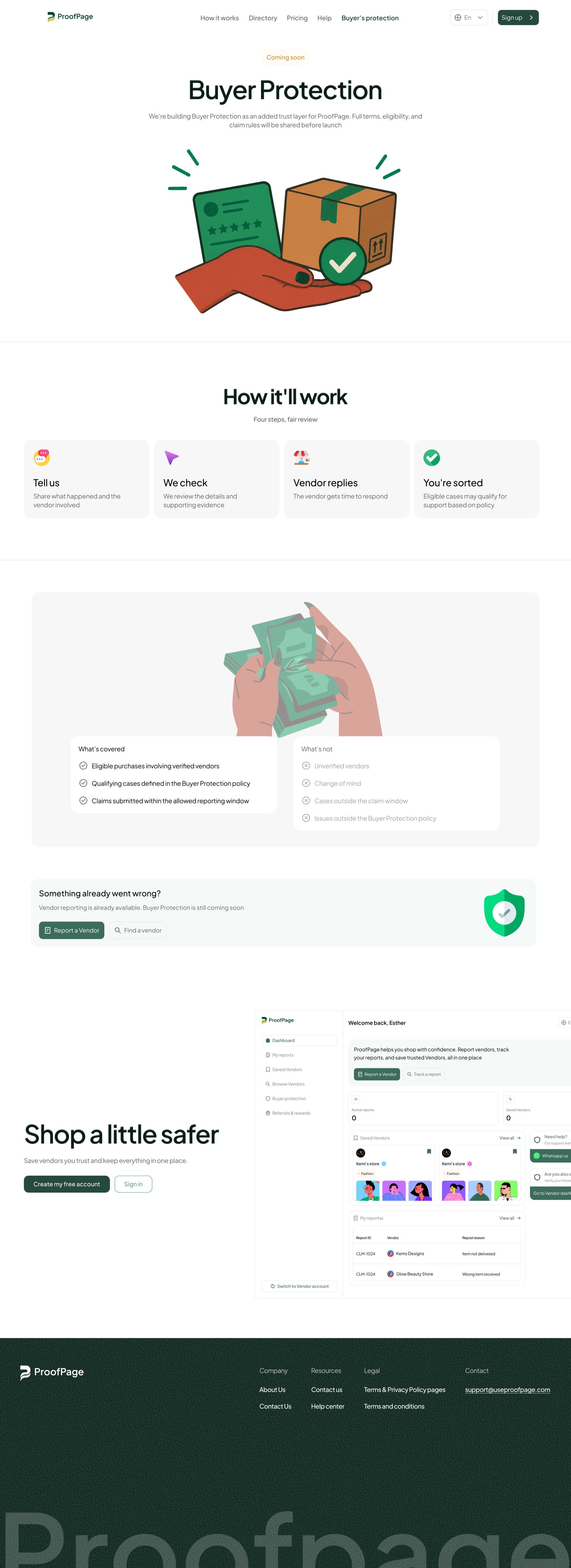 ProofPage buyer protection experience