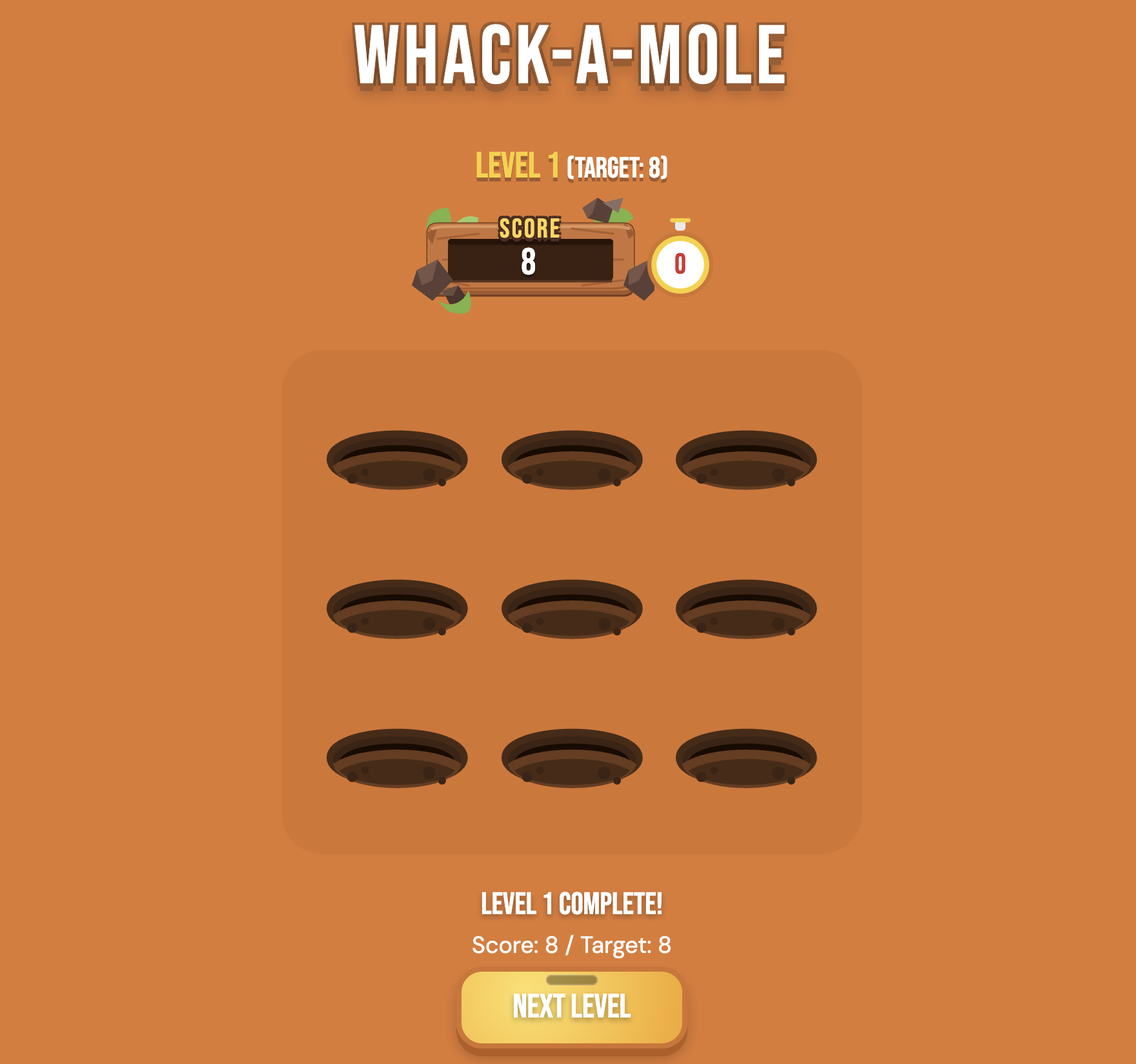 Whack-a-Mole game